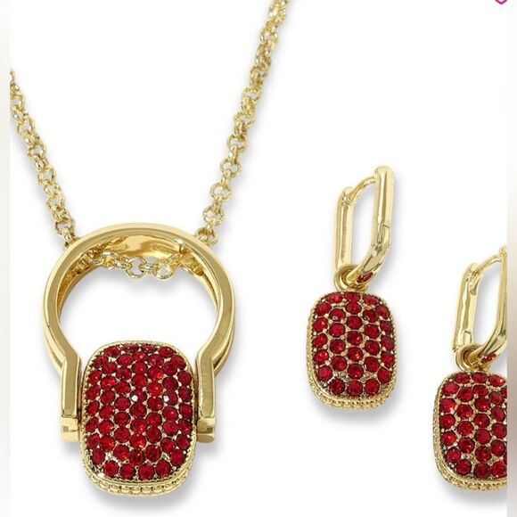 ♥️ Heidi DAUS NEW Elegant Gold and Red Crystal Jewelry Set ♥️ - Picture 1 of 4